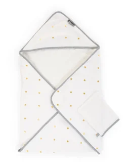 Cheap Childhome Baby Badcape + Washandje - 80X80 Cm - Jersey - Gold Dots