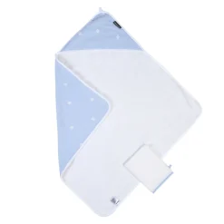 Best Sale Childhome Baby Badcape + Washandje - 80X80 Cm - Tetra Bloemetjes - Lichtblauw