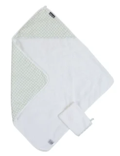 Sale Childhome Baby Badcape + Washandje - 80X80 Cm - Jersey - Forest - Tetra Vichy