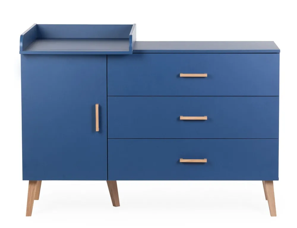 Sale Childhome Bold Blue - Commode - 3 Laden + 1 Deur + Verzorgingsunit