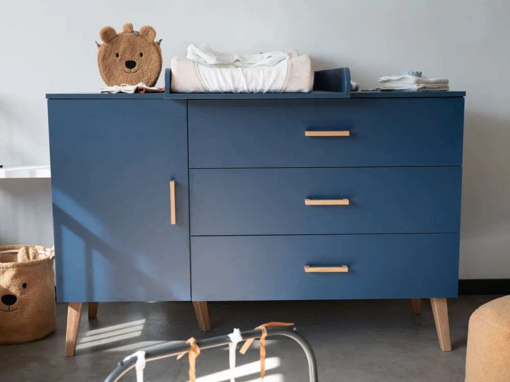 Sale Childhome Bold Blue - Commode - 3 Laden + 1 Deur + Verzorgingsunit