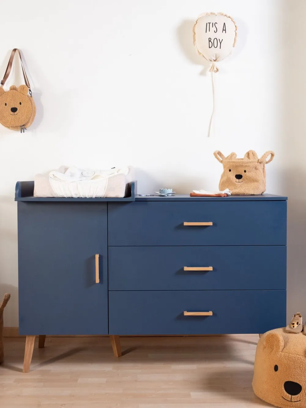 Sale Childhome Bold Blue - Commode - 3 Laden + 1 Deur + Verzorgingsunit