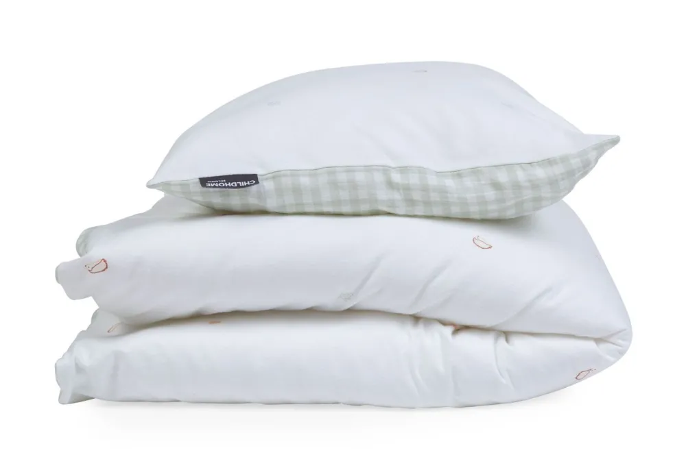 Outlet Childhome Donsovertrek + Kussensloop - 100X140 Cm - Jersey - Forest - Tetra Vichy