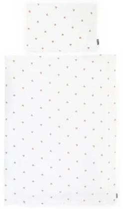 Clearance Childhome Donsovertrek + Kussensloop - 100X140 Cm - Jersey + Mousseline - Hearts