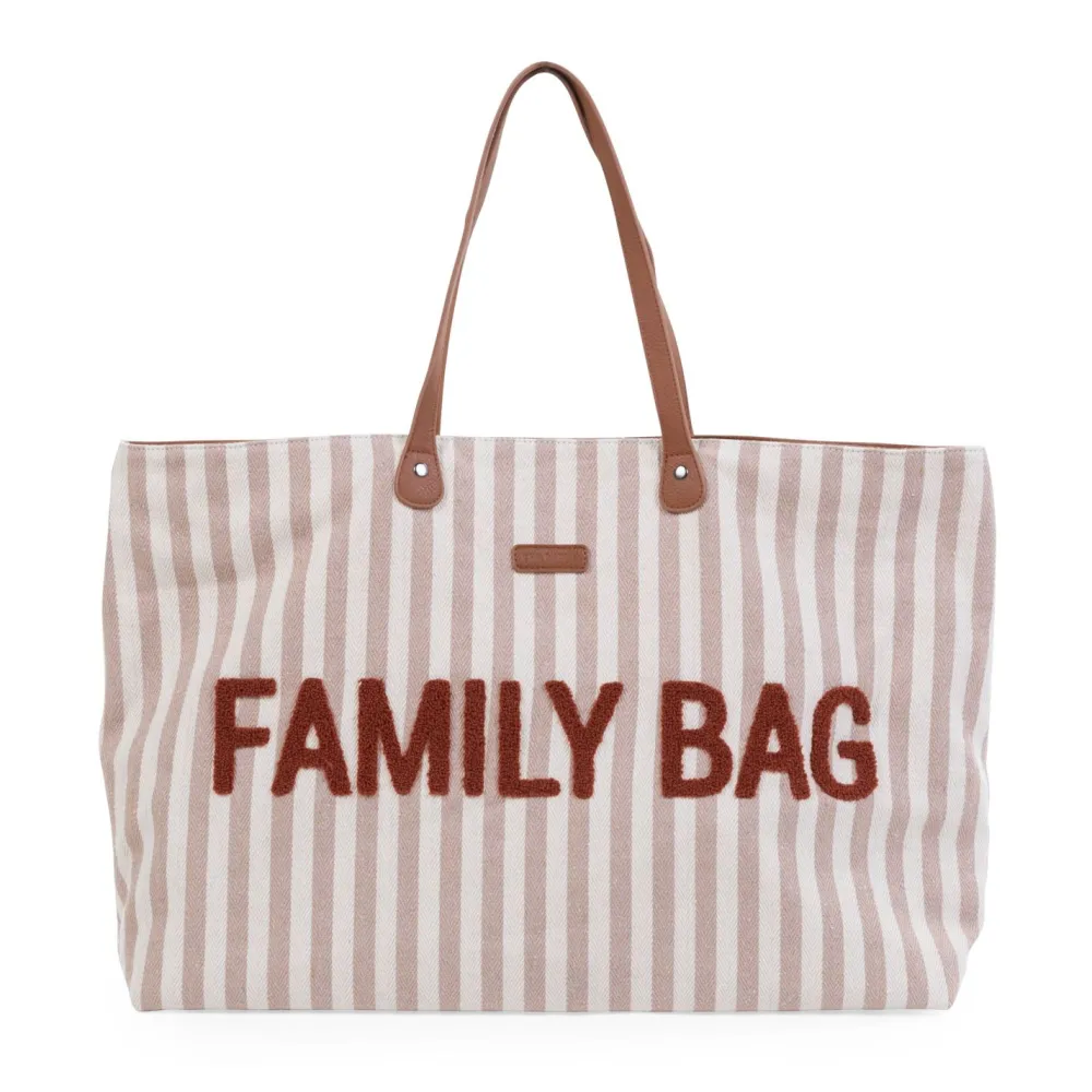 Outlet Childhome Family Bag Verzorgingstas - Stripes - Nude/Terracotta