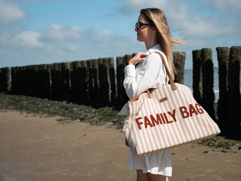 Outlet Childhome Family Bag Verzorgingstas - Stripes - Nude/Terracotta
