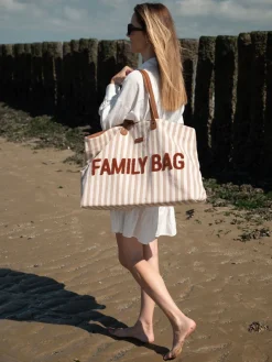 Outlet Childhome Family Bag Verzorgingstas - Stripes - Nude/Terracotta