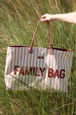Outlet Childhome Family Bag Verzorgingstas - Stripes - Nude/Terracotta