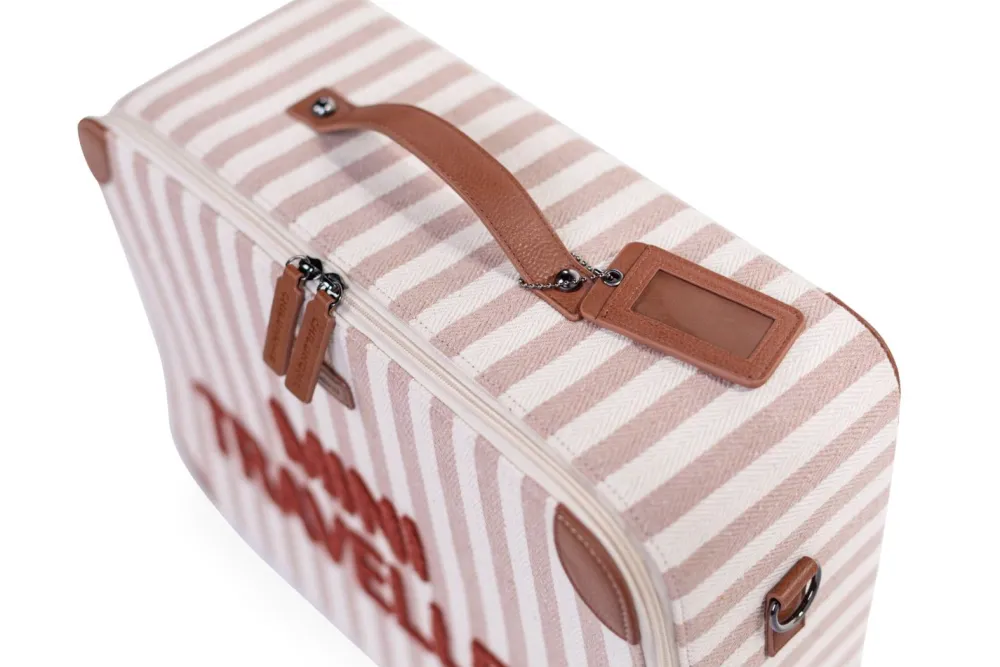 Shop Childhome Mini Traveller Kids Kinderkoffer - Stripes - Nude/Terracotta