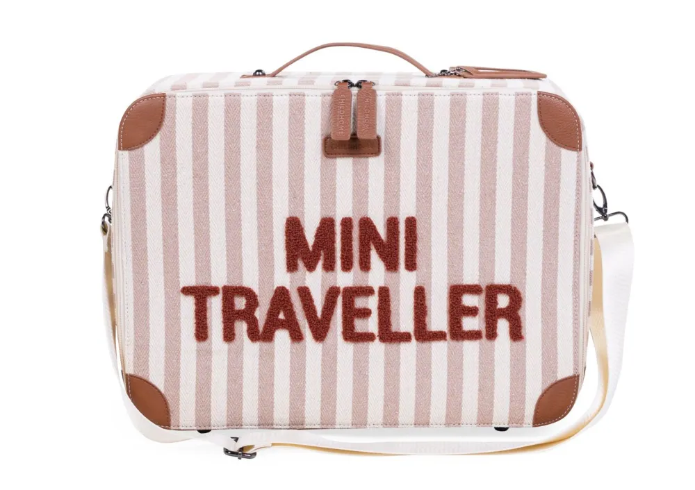 Shop Childhome Mini Traveller Kids Kinderkoffer - Stripes - Nude/Terracotta