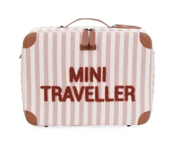 Shop Childhome Mini Traveller Kids Kinderkoffer - Stripes - Nude/Terracotta