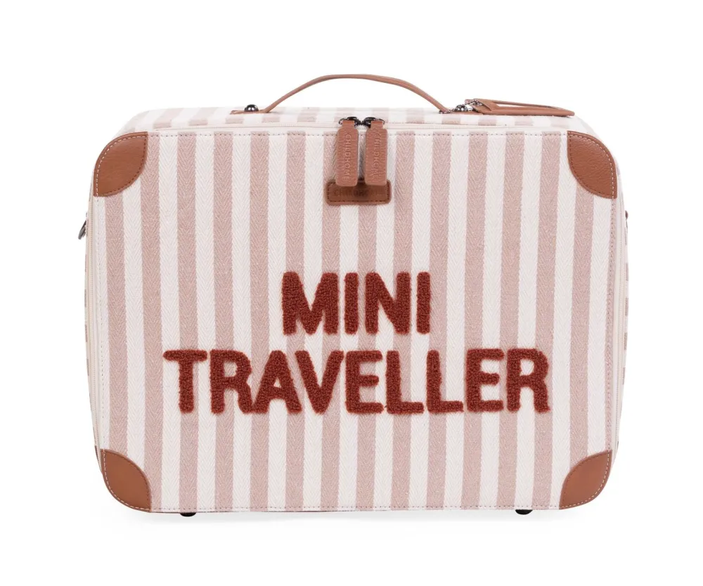Shop Childhome Mini Traveller Kids Kinderkoffer - Stripes - Nude/Terracotta