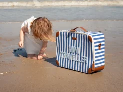 Fashion Childhome Mini Traveller Kids Kinderkoffer- Stripes - Electric Blue/Light Blue