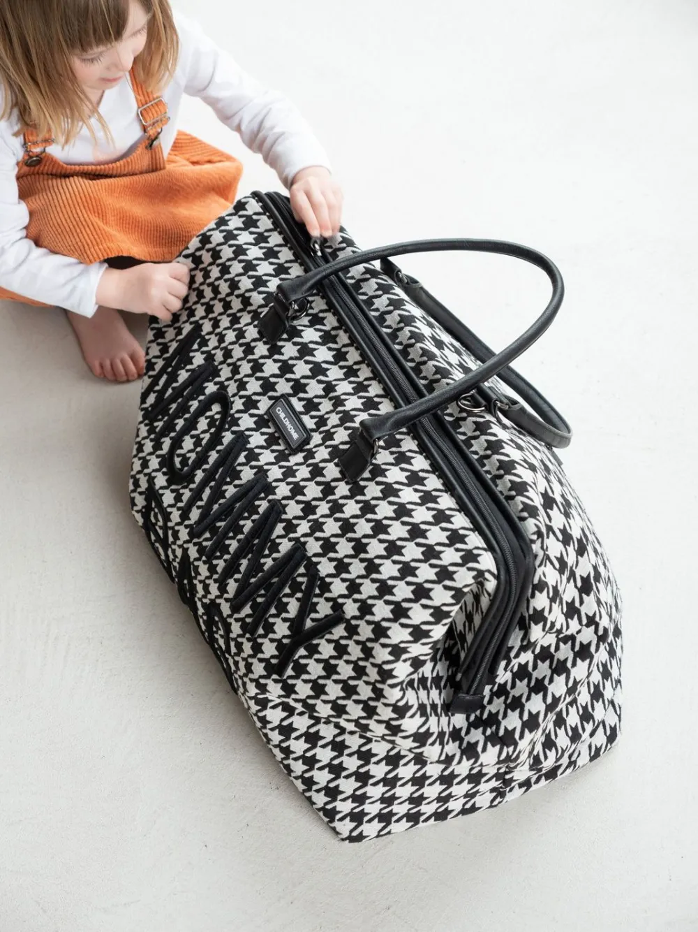 Outlet Childhome Mommy Bag ® Pied De Poule - Zwart