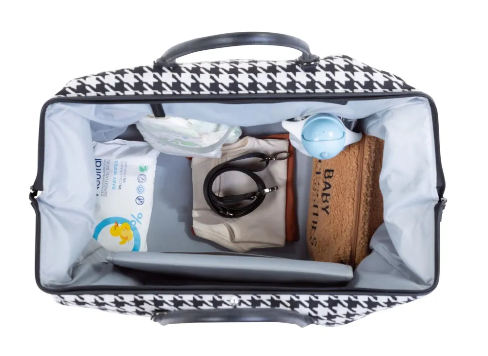 Outlet Childhome Mommy Bag ® Pied De Poule - Zwart