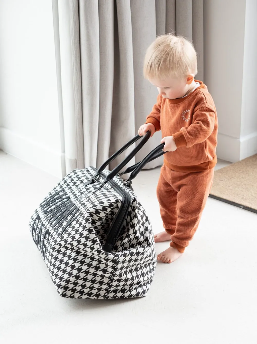 Outlet Childhome Mommy Bag ® Pied De Poule - Zwart