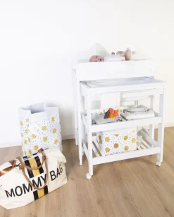 Outlet Childhome Mommy Bag ® Verzorgingstas - Ecru Strepen Zwart/Goud