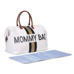 Outlet Childhome Mommy Bag ® Verzorgingstas - Ecru Strepen Zwart/Goud