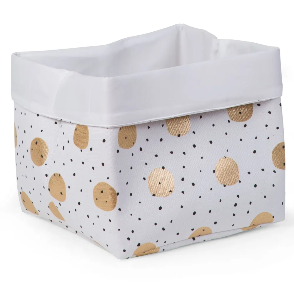 Flash Sale Childhome Opbergmand - 32X32X29 Cm - Canvas - Gold Dots