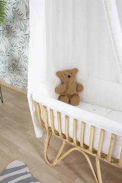 New Childhome Rattan Wieg Rechthoekig - 90X50X70 Cm + Jersey Omrander Ecru - Matras - 81X42X5 Cm