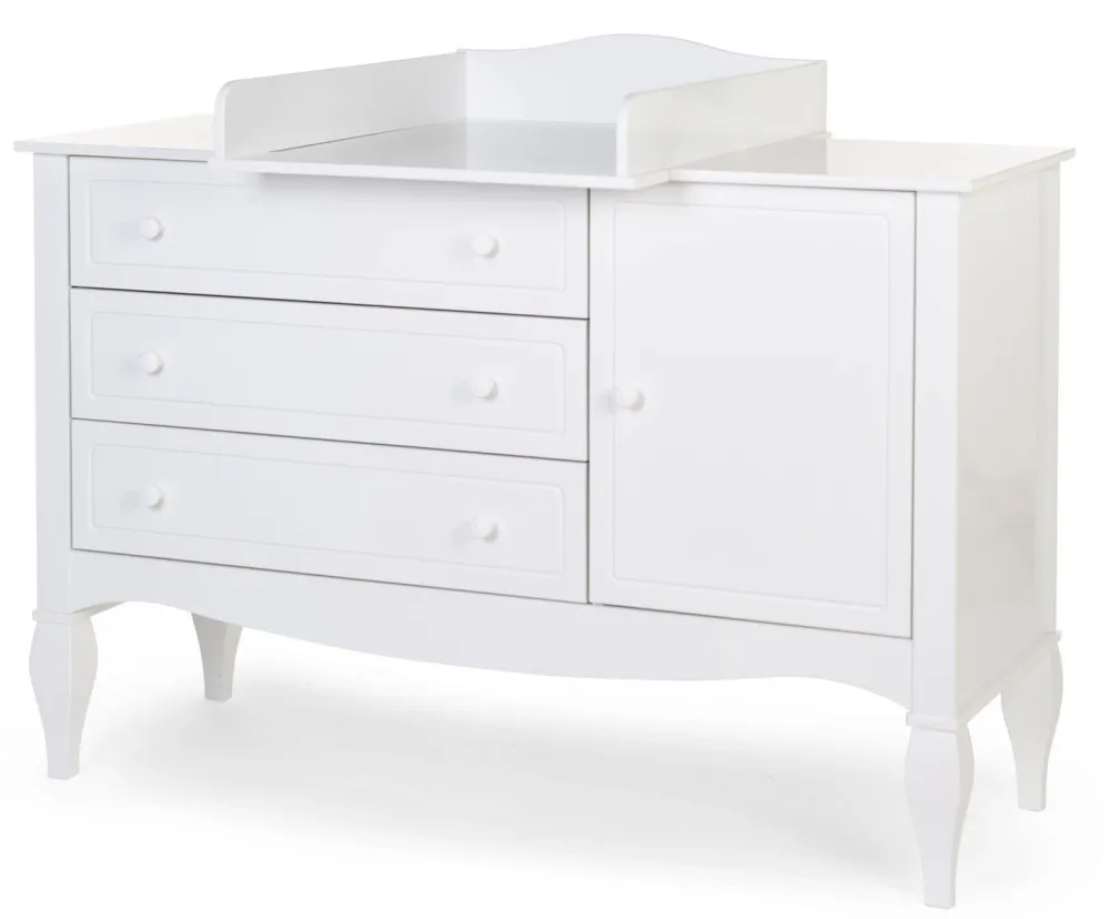 Sale Childhome Romantic White - Commode - 3 Laden + 1 Deur + Verzorgingsunit