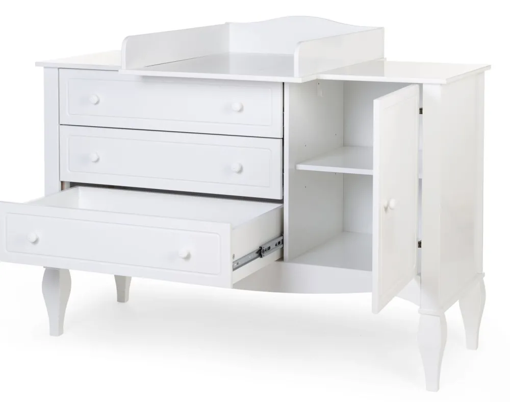 Sale Childhome Romantic White - Commode - 3 Laden + 1 Deur + Verzorgingsunit