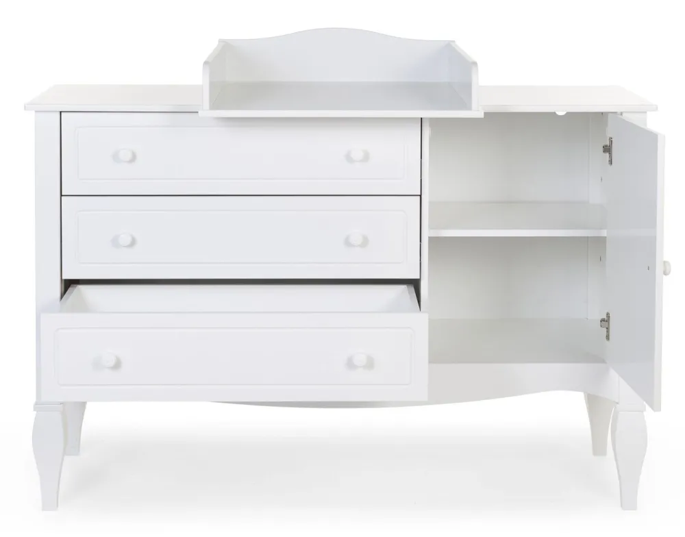 Sale Childhome Romantic White - Commode - 3 Laden + 1 Deur + Verzorgingsunit