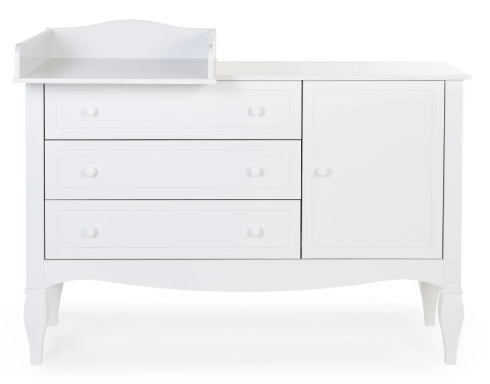 Sale Childhome Romantic White - Commode - 3 Laden + 1 Deur + Verzorgingsunit