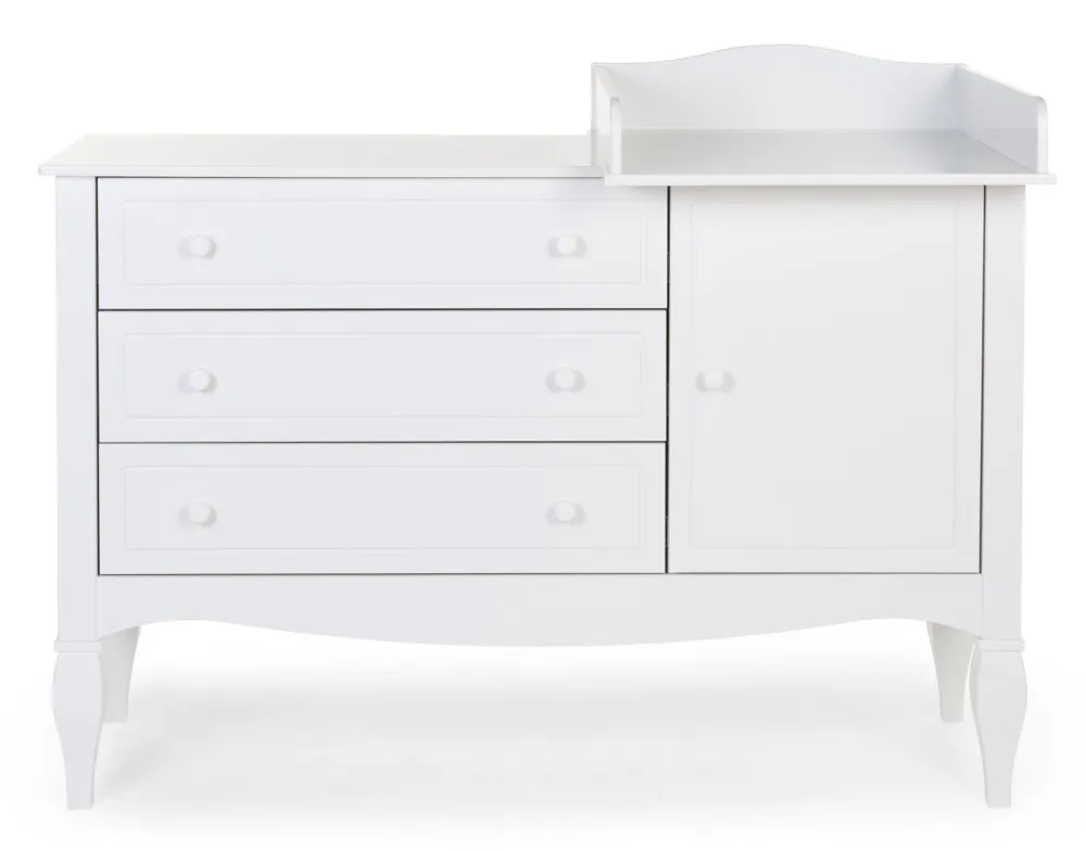 Sale Childhome Romantic White - Commode - 3 Laden + 1 Deur + Verzorgingsunit