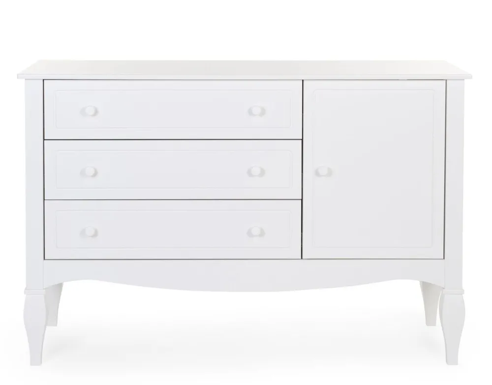 Sale Childhome Romantic White - Commode - 3 Laden + 1 Deur + Verzorgingsunit