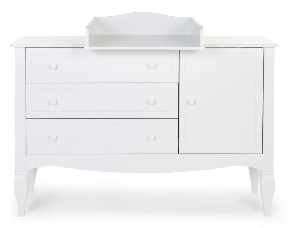 Sale Childhome Romantic White - Commode - 3 Laden + 1 Deur + Verzorgingsunit