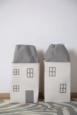 New Childhome Speelgoedzak Huis - Polyester - Grijs Ecru