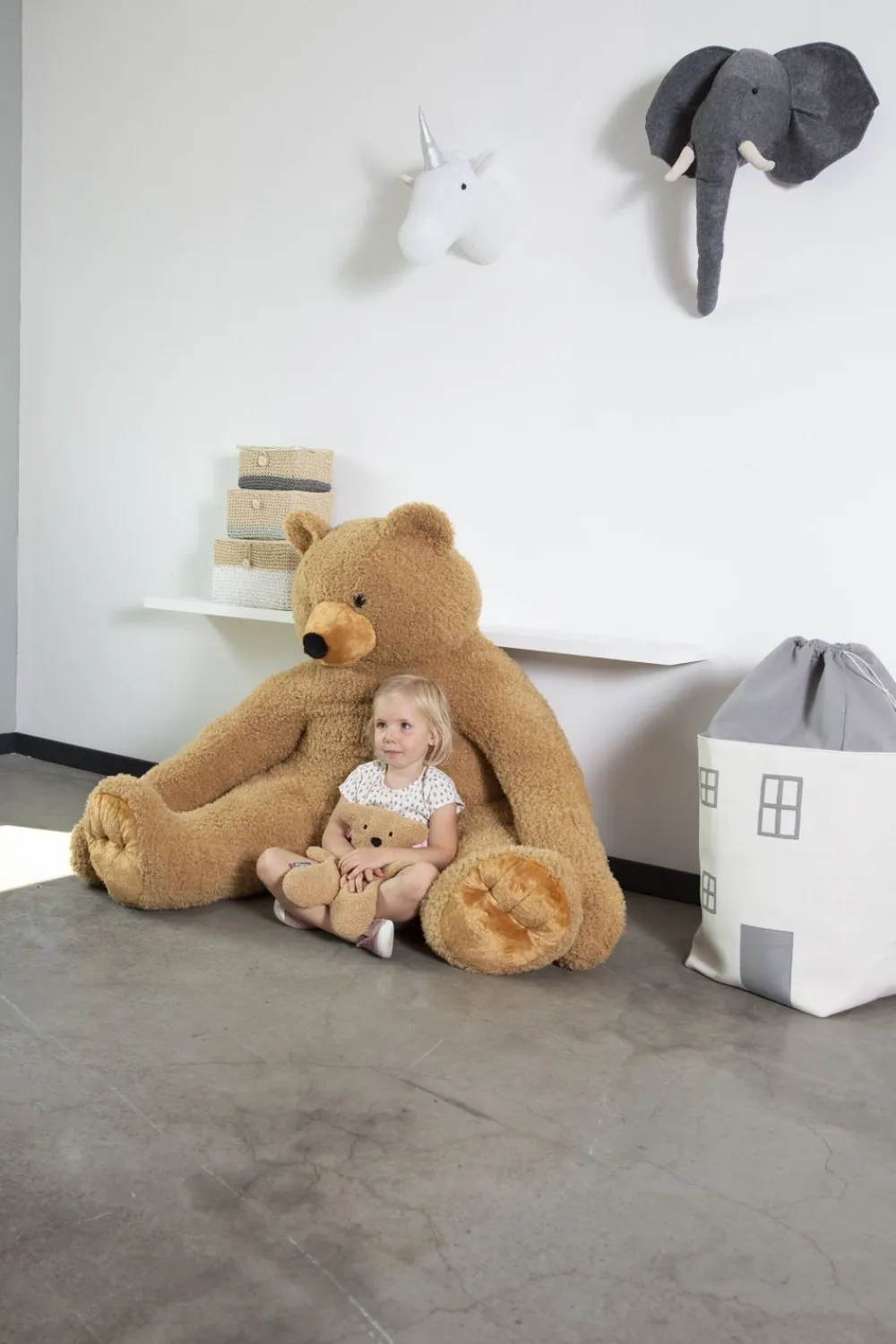 New Childhome Speelgoedzak Huis - Polyester - Grijs Ecru
