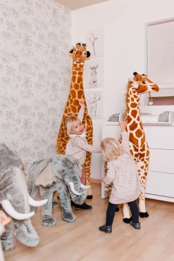 Outlet Childhome Staande Giraf Knuffel - 65X35X180 Cm - Bruin Geel