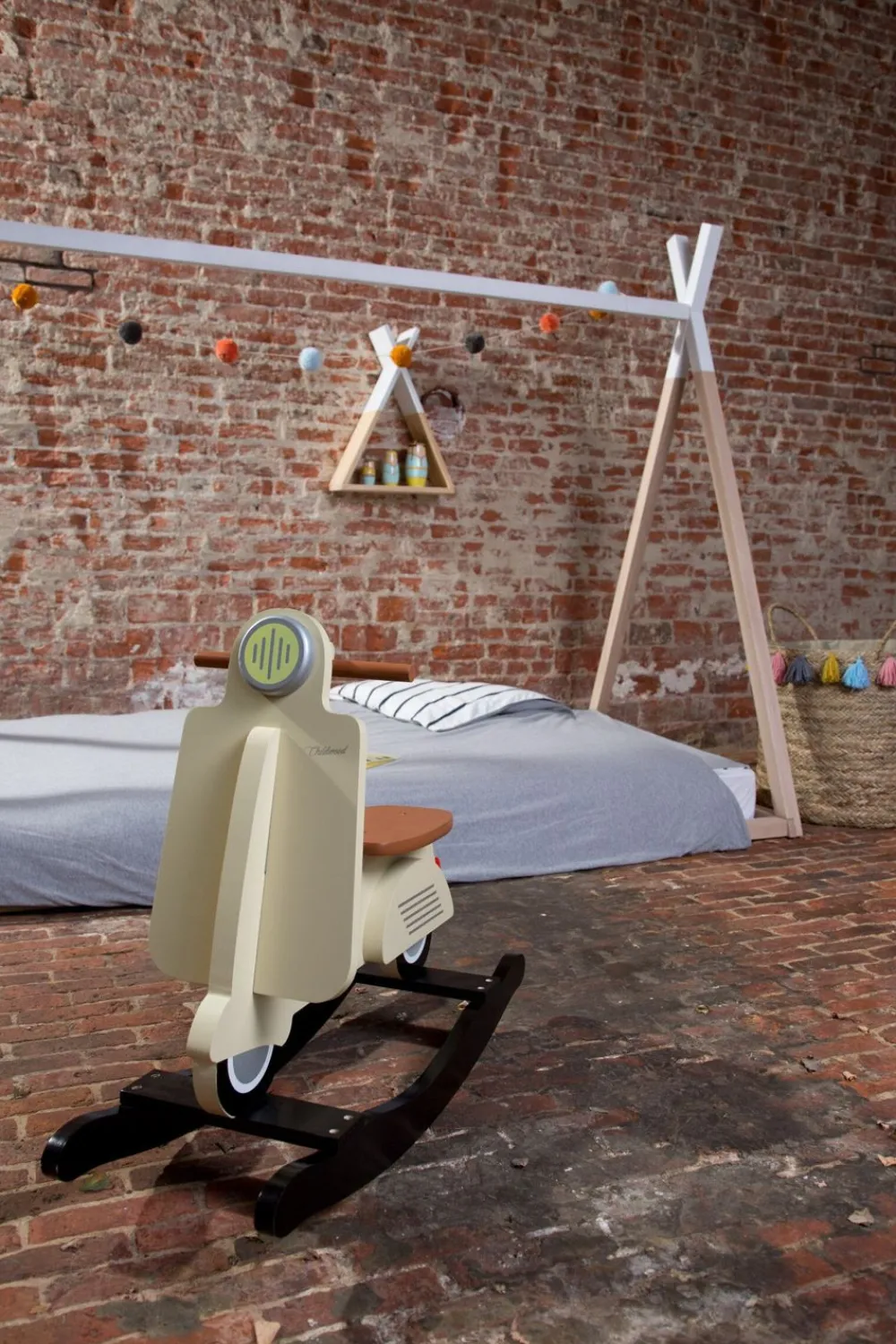 Fashion Childhome Tipi Bed - 90X200 Cm - Hout - Naturel Wit Ja, Graag Met Lattenbodem