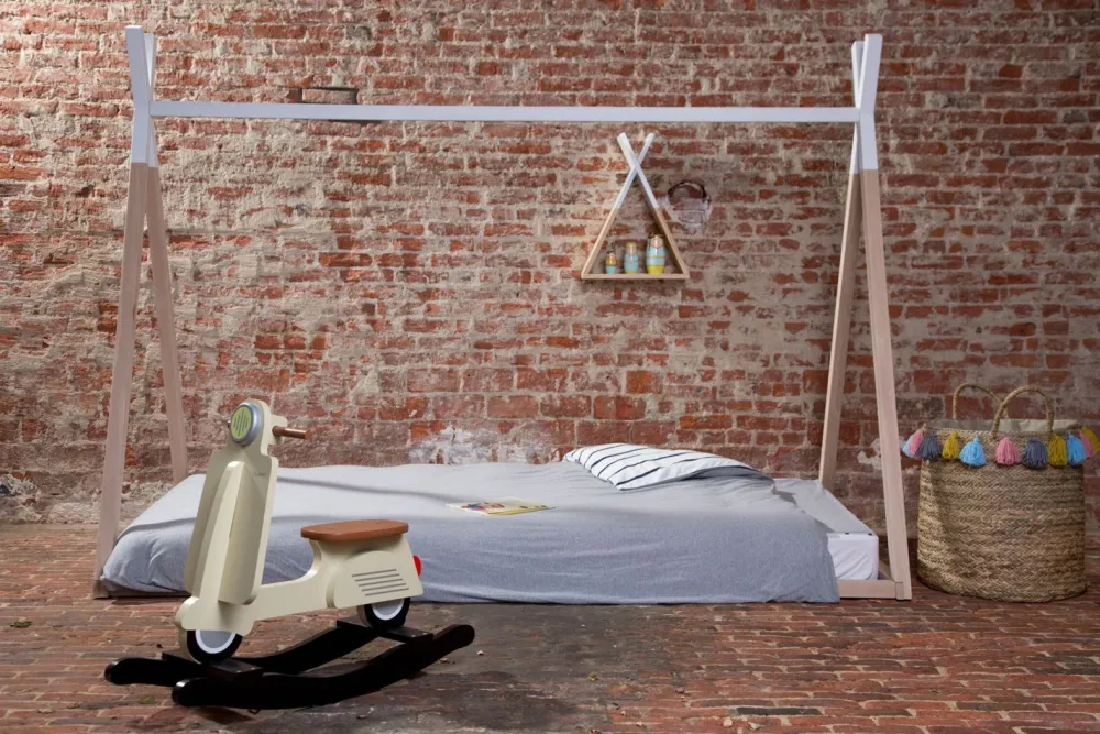 Fashion Childhome Tipi Bed - 90X200 Cm - Hout - Naturel Wit Ja, Graag Met Lattenbodem