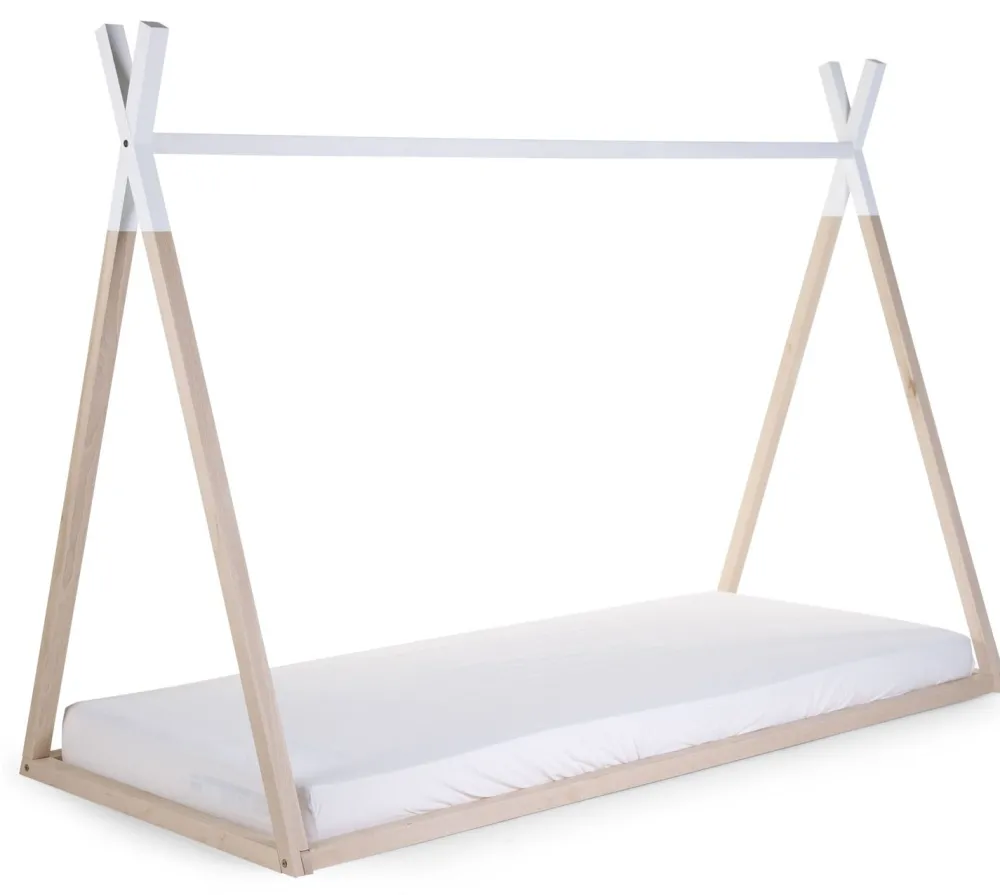 Fashion Childhome Tipi Bed - 90X200 Cm - Hout - Naturel Wit Ja, Graag Met Lattenbodem