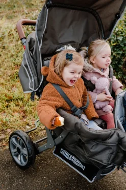 Discount Childhome Triplet Wandelwagen + Regenhoes + Zonnekap - Staal + Tedelon - Antraciet