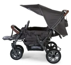 Discount Childhome Triplet Wandelwagen + Regenhoes + Zonnekap - Staal + Tedelon - Antraciet