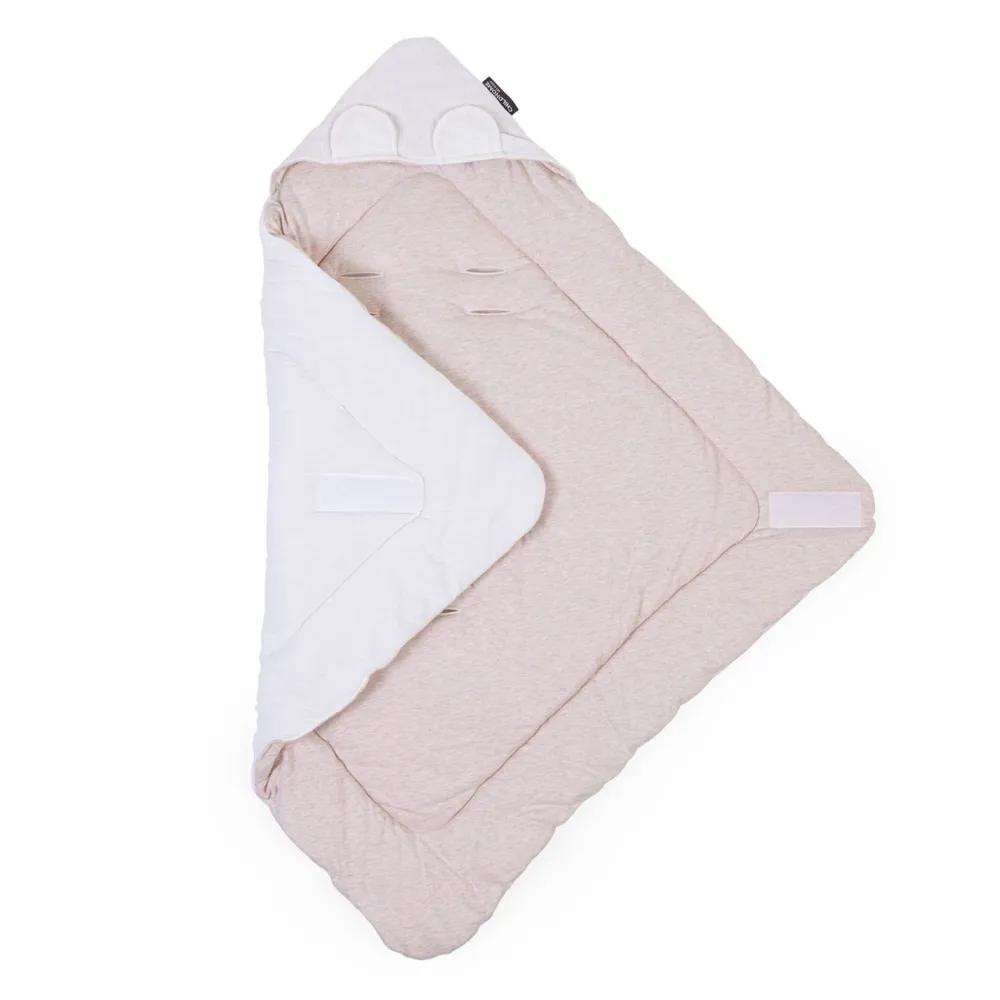 Clearance Childhome Wikkeldeken Universeel - 75X75 Cm - Jersey Melange Beige / Mousseline Teddy