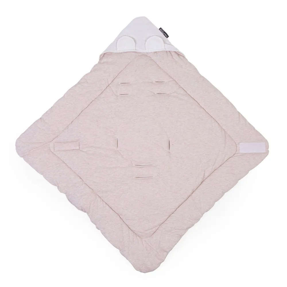 Clearance Childhome Wikkeldeken Universeel - 75X75 Cm - Jersey Melange Beige / Mousseline Teddy