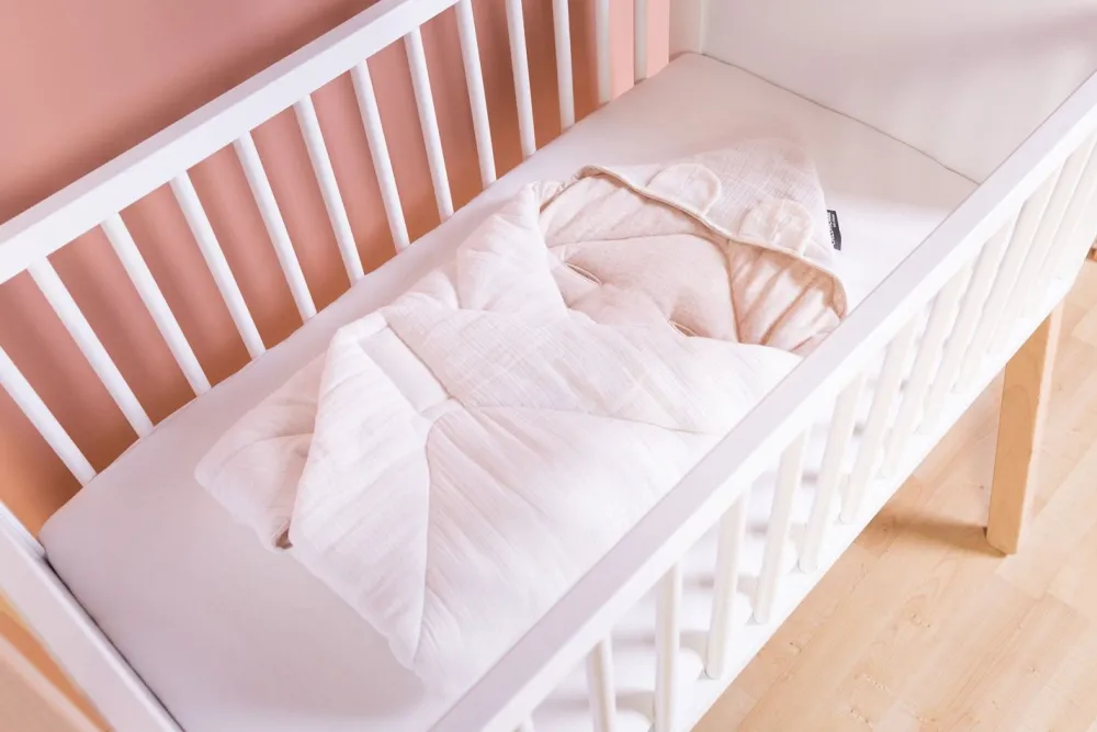 Clearance Childhome Wikkeldeken Universeel - 75X75 Cm - Jersey Melange Beige / Mousseline Teddy
