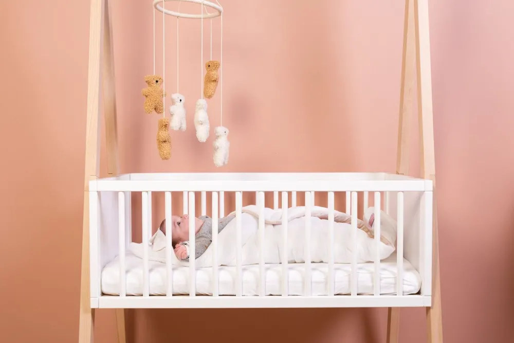 Clearance Childhome Wikkeldeken Universeel - 75X75 Cm - Jersey Melange Beige / Mousseline Teddy