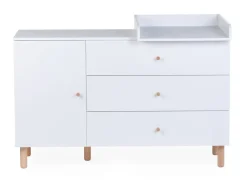 Online Childhome Wonder White - Commode - 3 Laden + 1 Deur + Verzorgingsunit